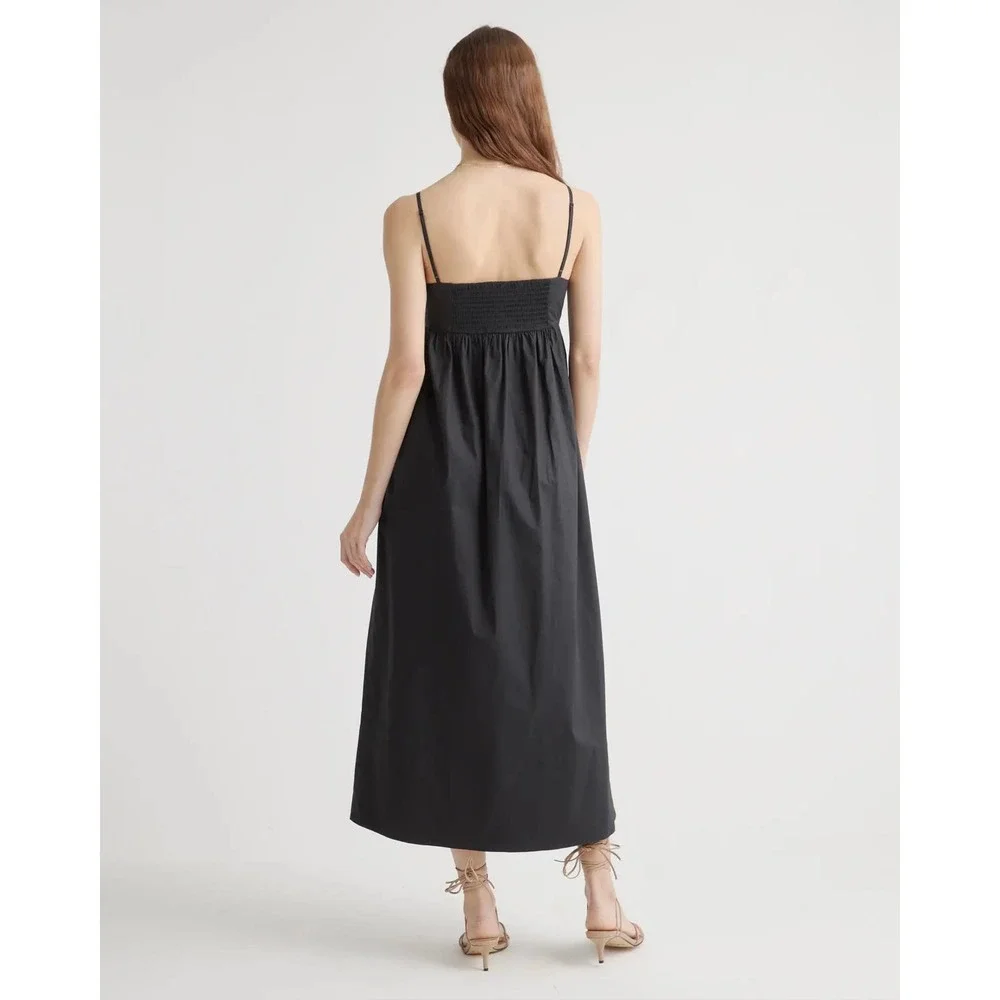 QUINCE Black 100% Organic Cotton Poplin Sleeveless Maxi Dress NWT Size XS - Picture 4 of 13